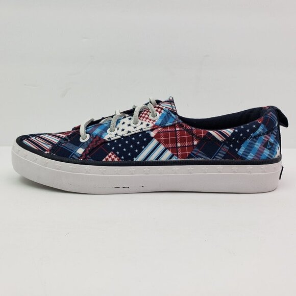 NEW Sperry Crest Vibe Madras Womens Size 6 Multi Patchwork Slip On Sneaker Shoes - Picture 3 of 10